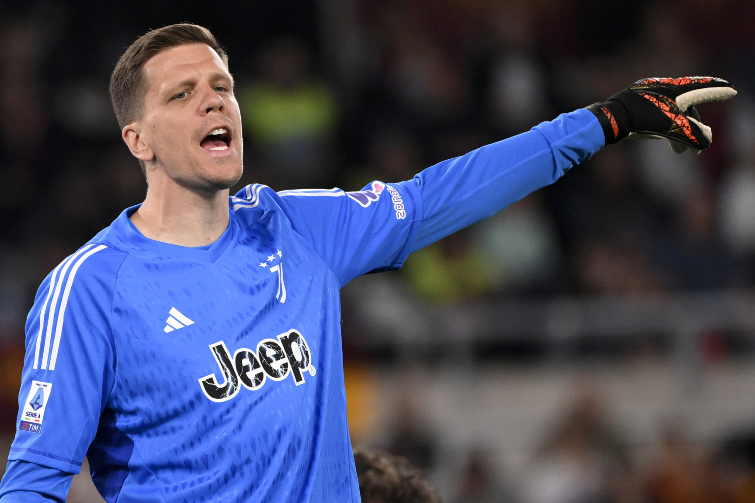 Wojciech Szczesny of Juventus FC gestures during the Serie A football match between AS Roma and Juventus FC . Roma and Juventus drew 1-1.