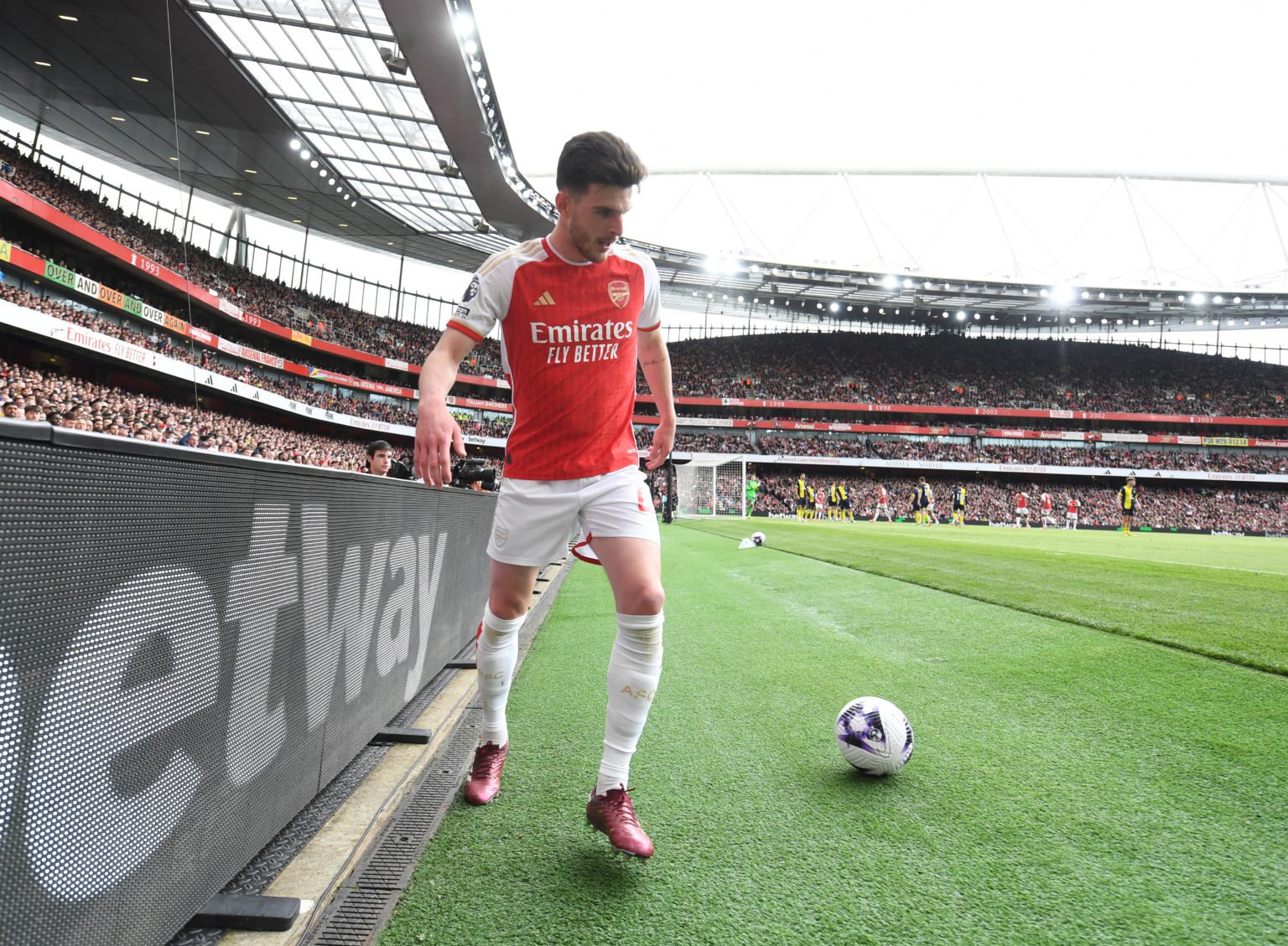 Declan Rice of Arsenal during the Premier League match between Arsenal FC and AFC Bournemouth at Emirates Stadium on May 04, 2024 in London, England.