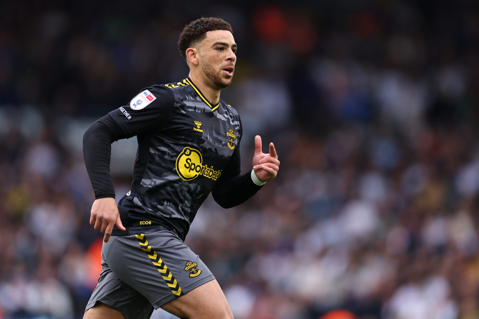 Che Adams of Southampton during the Sky Bet Championship match between Leeds United and Southampton FC at Elland Road on May 4, 2024 in Leeds, Engl...