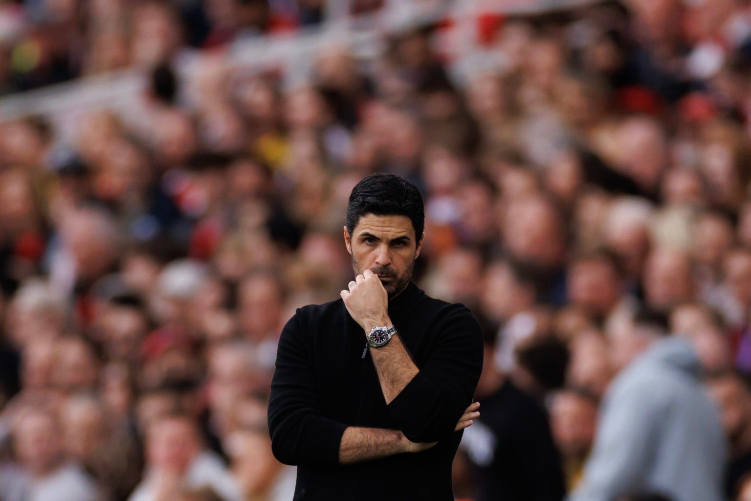 Mikel Arteta, Head Coach of Arsenal  during the Premier League match between Arsenal FC and AFC Bournemouth at Emirates Stadium on May 04, 2024 in ...