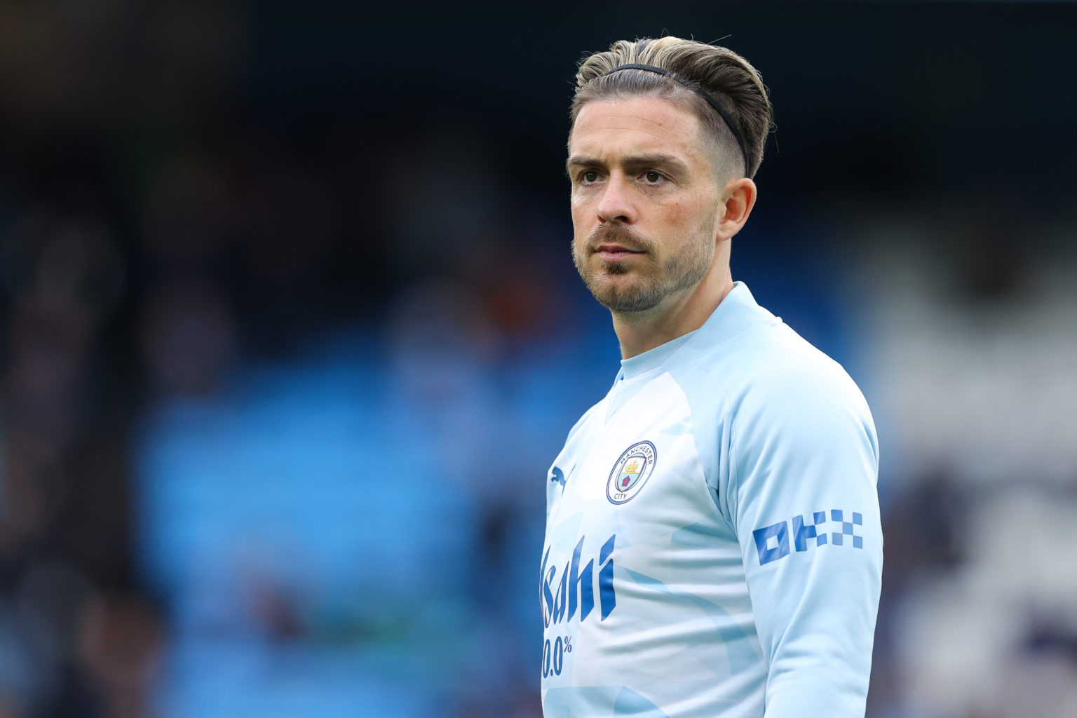 Jack Grealish of Manchester City during the Premier League match between Manchester City and Wolverhampton Wanderers at Etihad Stadium on May 04, 2...