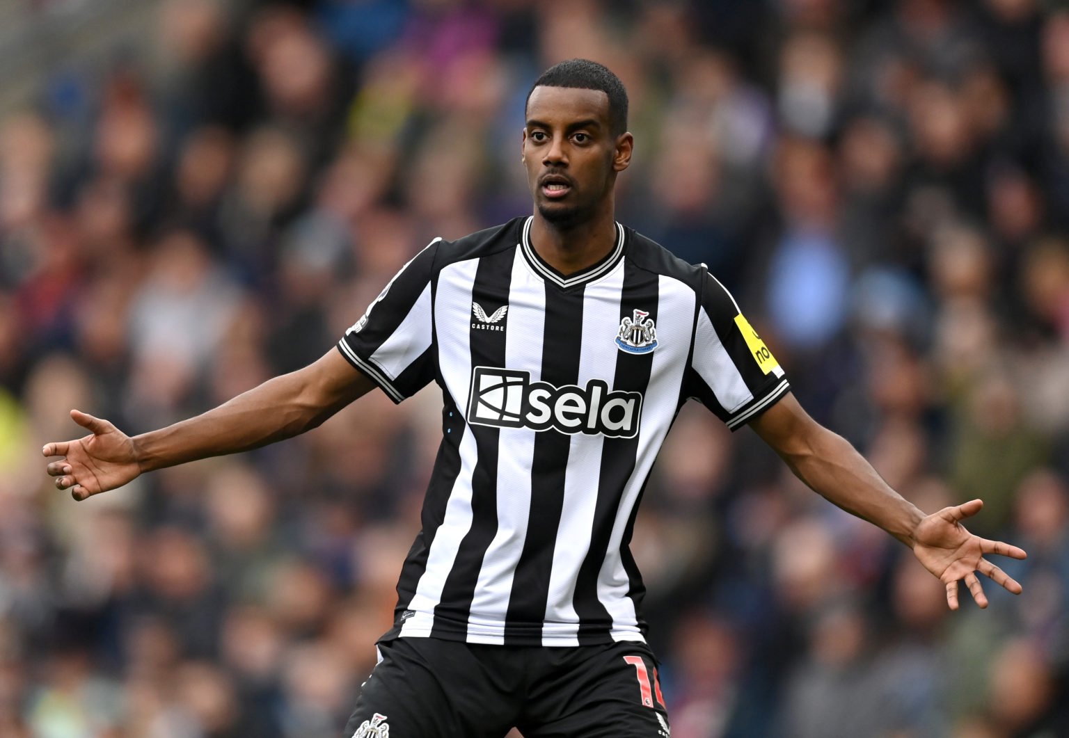 Alexander Isak of Newcastle during the Premier League match between Burnley FC and Newcastle United at Turf Moor on May 04, 2024 in Burnley, Englan...