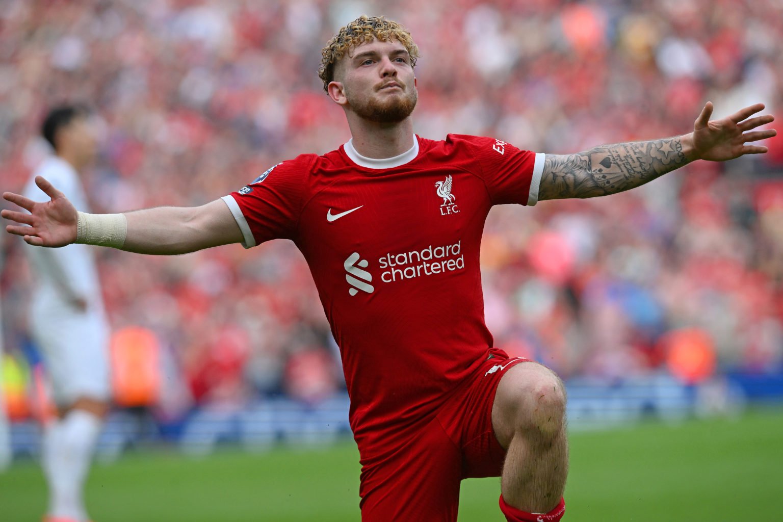 (THE SUN OUT. THE SUN ON SUNDAY OUT) Harvey Elliott of Liverpool celebrates after scoring the fourth goal  during the Premier League match between ...