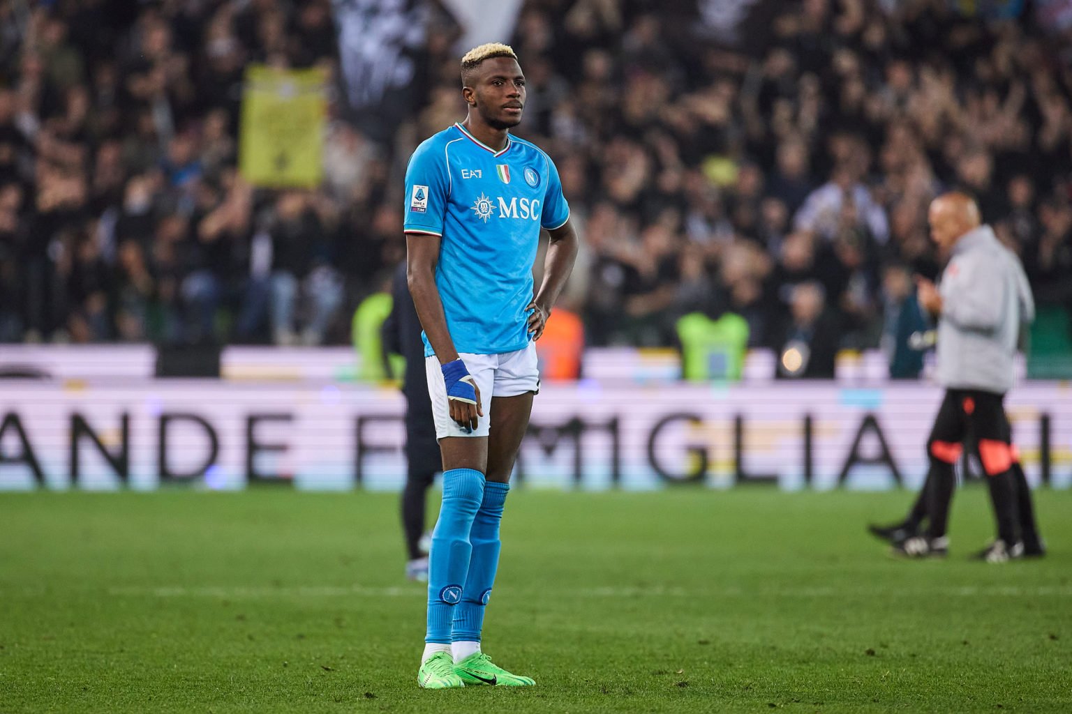 Victor Osimhen of Napoli SSC looks dejected after the match during the Serie A TIM match between Udinese Calcio and SSC Napoli at Stadio Friuli on ...