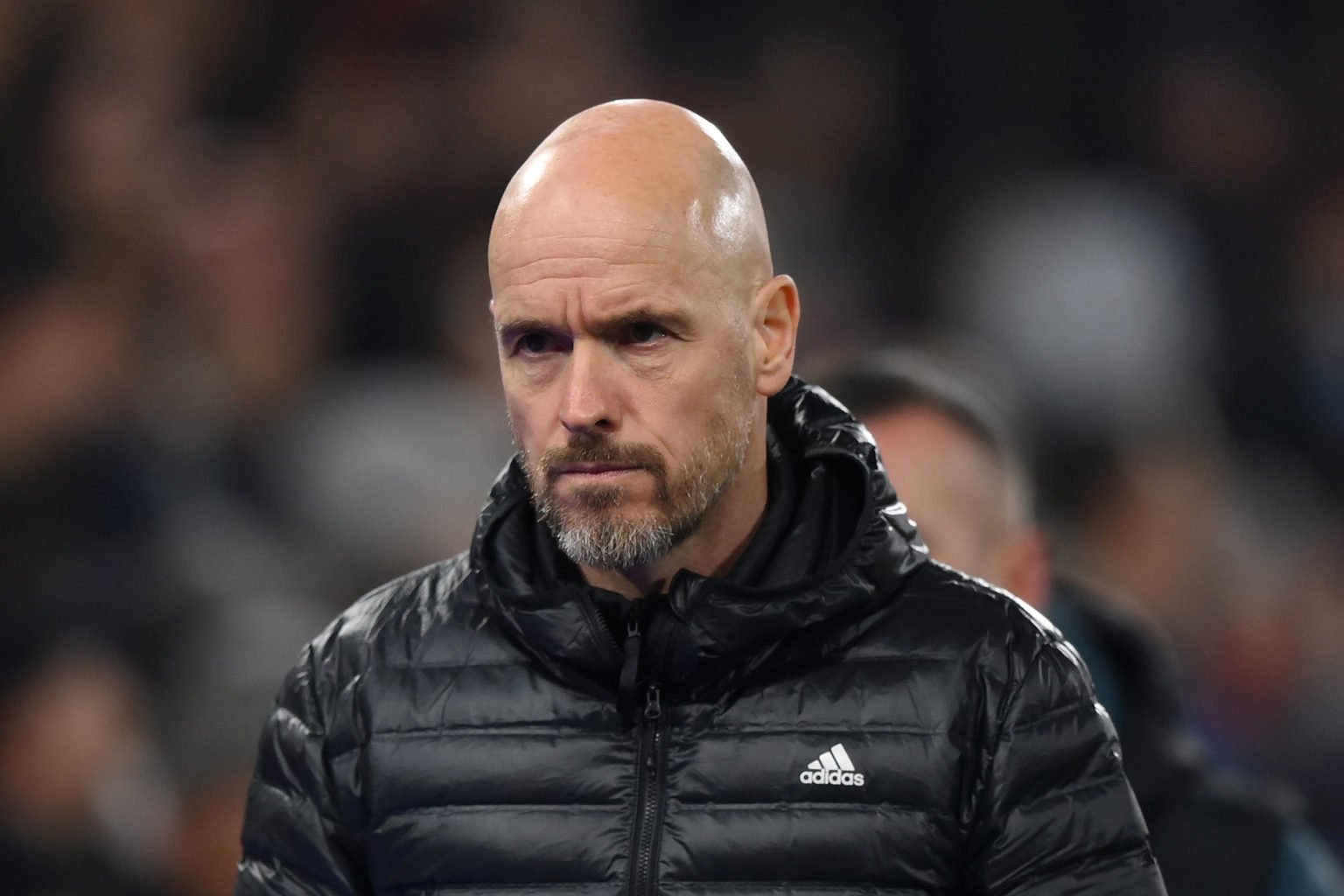 Erik ten Hag, Manager of Manchester United, walks towards the tunnel after the team's defeat in the Premier League match between Crystal Palace and...