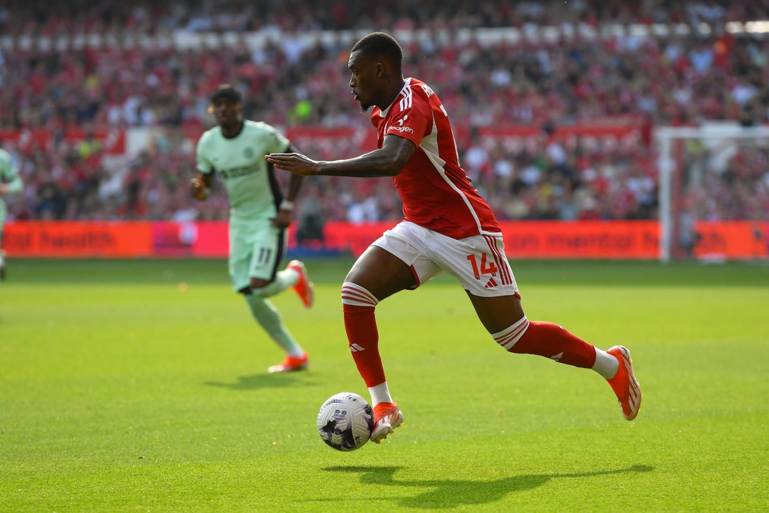 Callum Hudson-Odoi of Nottingham Forest is playing in the Premier League match between Nottingham Forest and Chelsea at the City Ground in Nottingh...