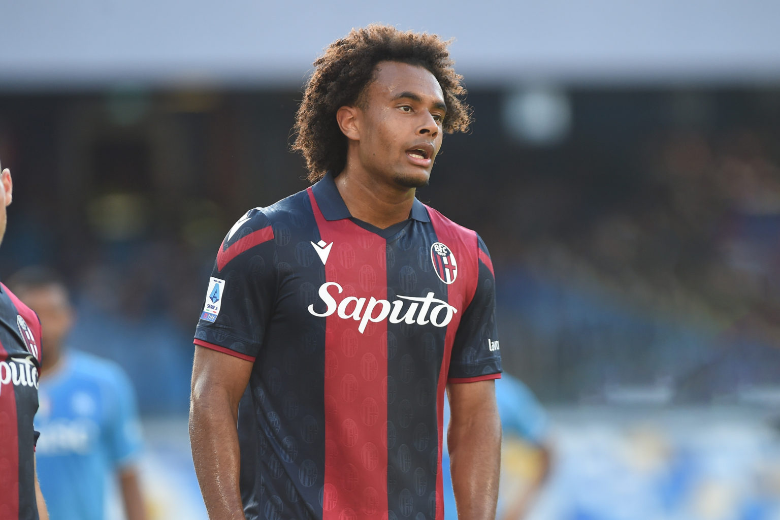 Joshua Zirkzee of Bologna FC during the Serie A TIM match between SSC Napoli and Bologna FC at Stadio Diego Armando Maradona Naples Italy on 11 May...