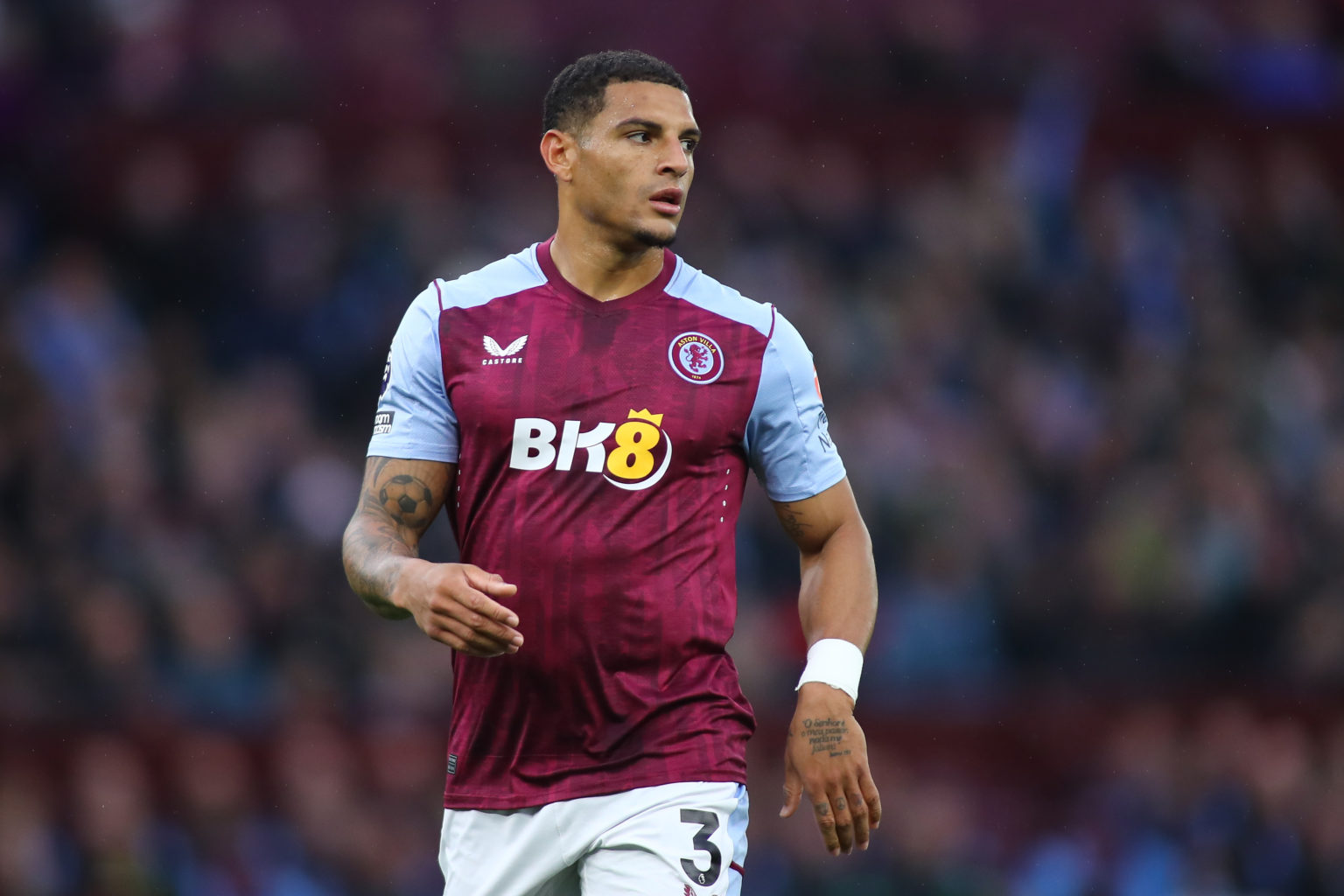 Diego Carlos of Aston Villa during the Premier League match between Aston Villa and Liverpool FC at Villa Park on May 13, 2024 in Birmingham, England.