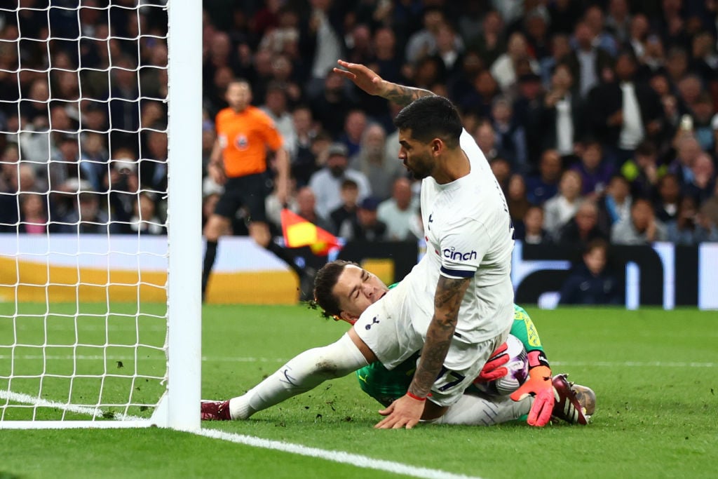 GettyImages 2152424052 2 'Reckless': What the VAR said to the referee after Cristian Romero's challenge on Ederson during Tottenham vs Man City