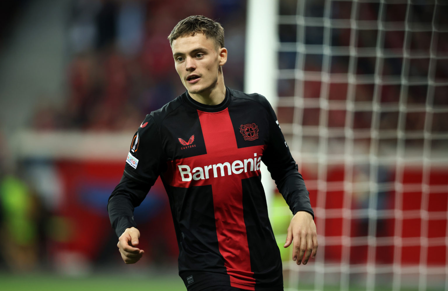 Florian Wirtz of Bayer Leverkusen looks on during the UEFA Europa League 2023/24 Semi-Final second leg match between Bayer 04 Leverkusen and AS Rom...