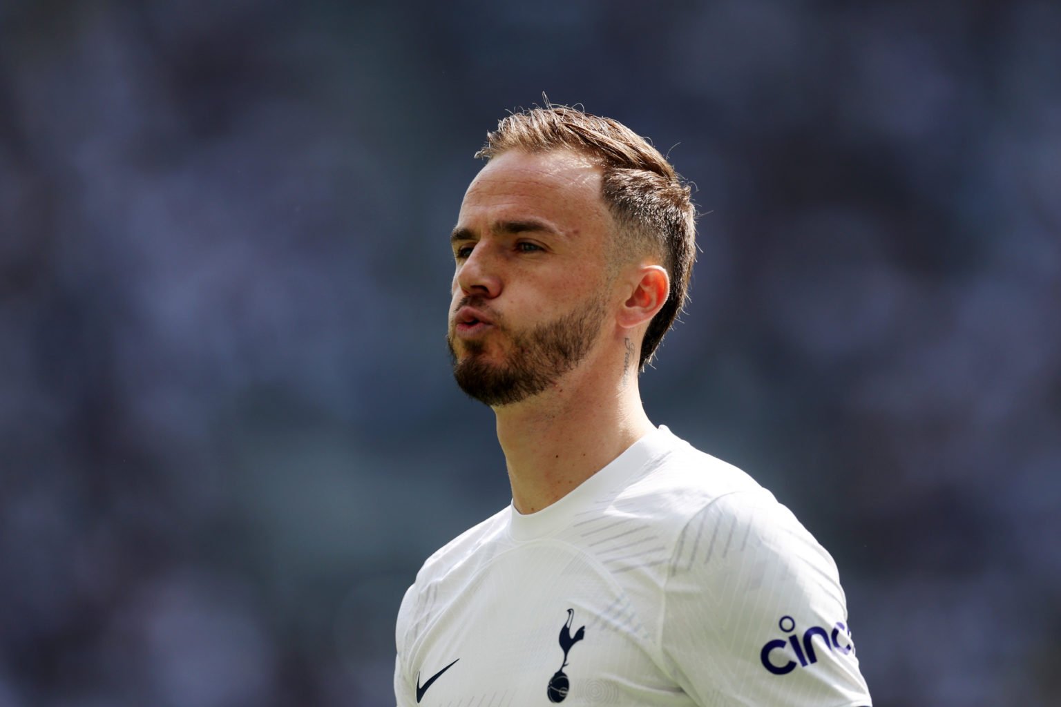 James Maddison of Tottenham Hotspur looks on during the Premier League match between Tottenham Hotspur and Burnley FC at Tottenham Hotspur Stadium ...