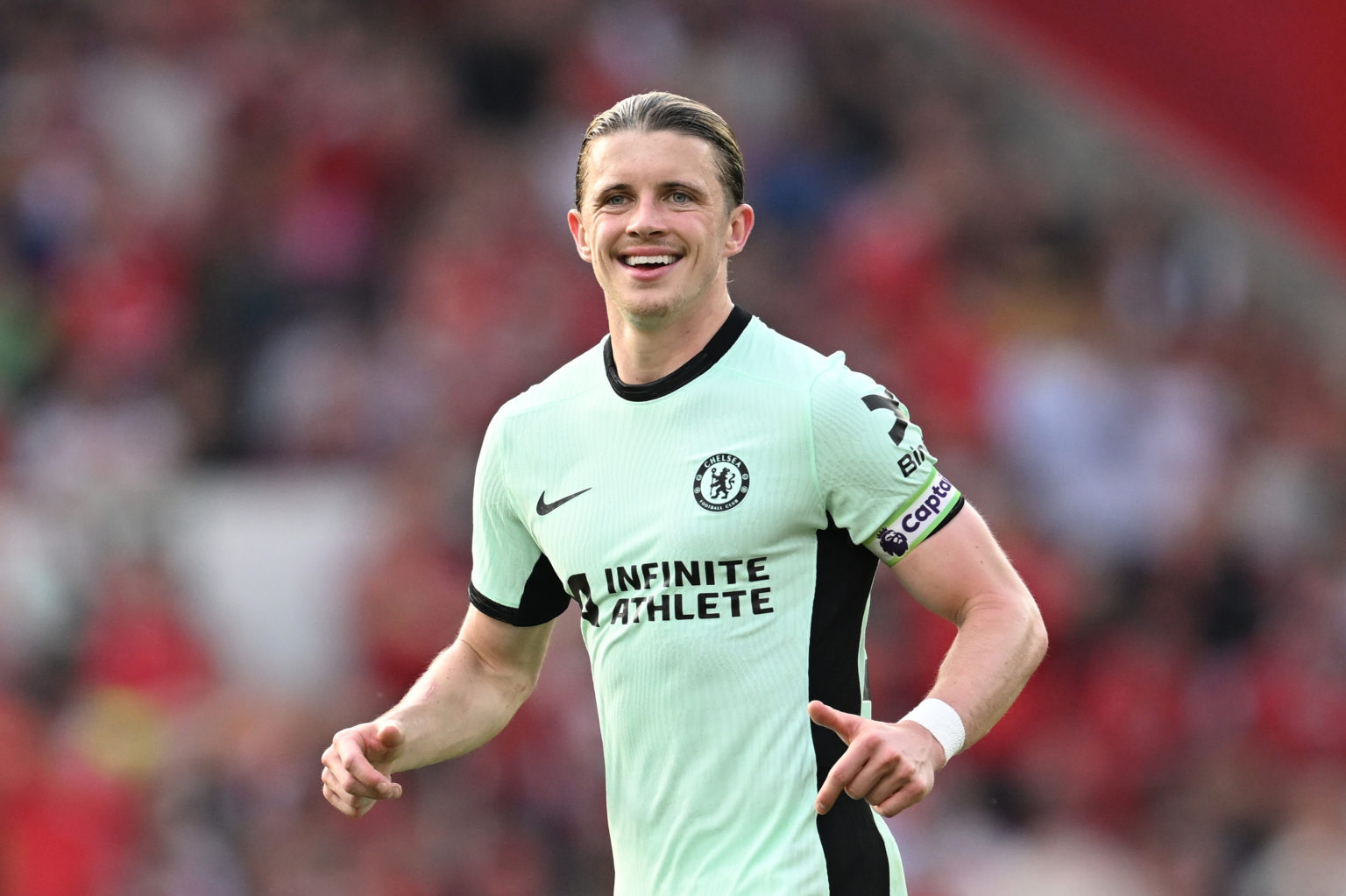 Conor Gallagher of Chelsea looks on during the Premier League match between Nottingham Forest and Chelsea FC at City Ground on May 11, 2024 in Nott...