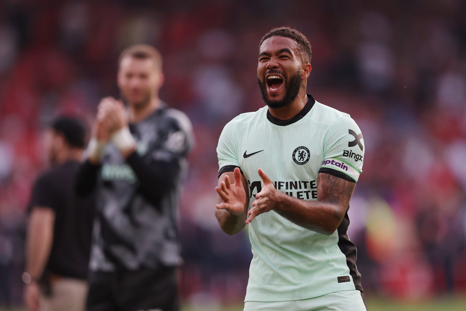 Reece James of Chelsea celebrates following the team's victory in the Premier League match between Nottingham Forest and Chelsea FC at City Ground ...