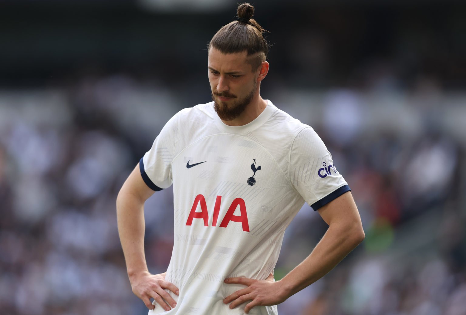 Radu Dragusin of Tottenham Hotspur looks on during the Premier League match between Tottenham Hotspur and Burnley FC at Tottenham Hotspur Stadium o...