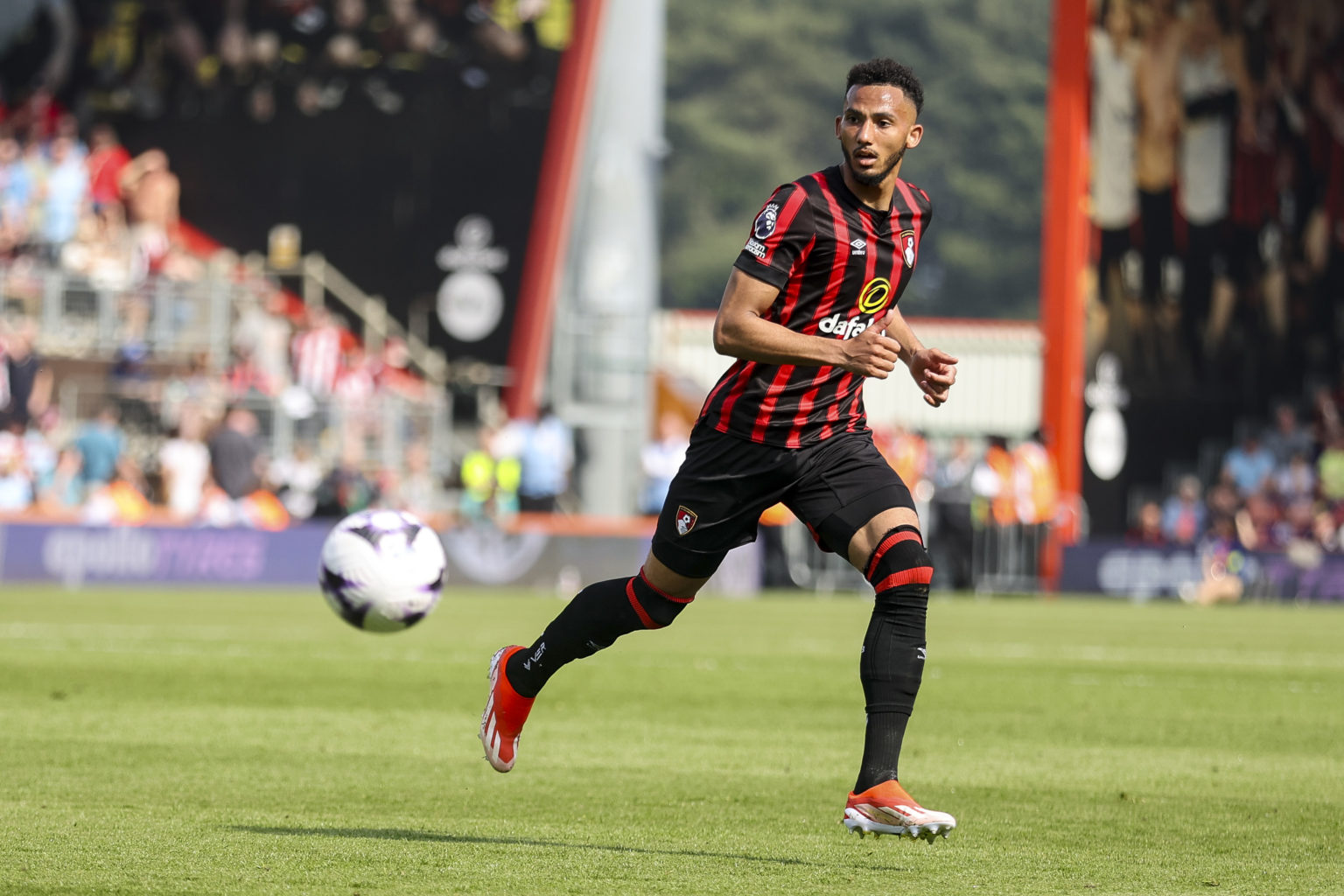 Lloyd Kelly of Bournemouth during the Premier League match between AFC Bournemouth and Brentford FC at Vitality Stadium on May 11, 2024 in Bournemo...