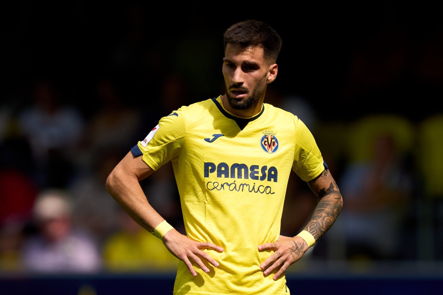 Alex Baena of Villarreal CF looks on during the LaLiga EA Sports match between Villarreal CF and Sevilla FC at Estadio de la Ceramica on May 11, 20...