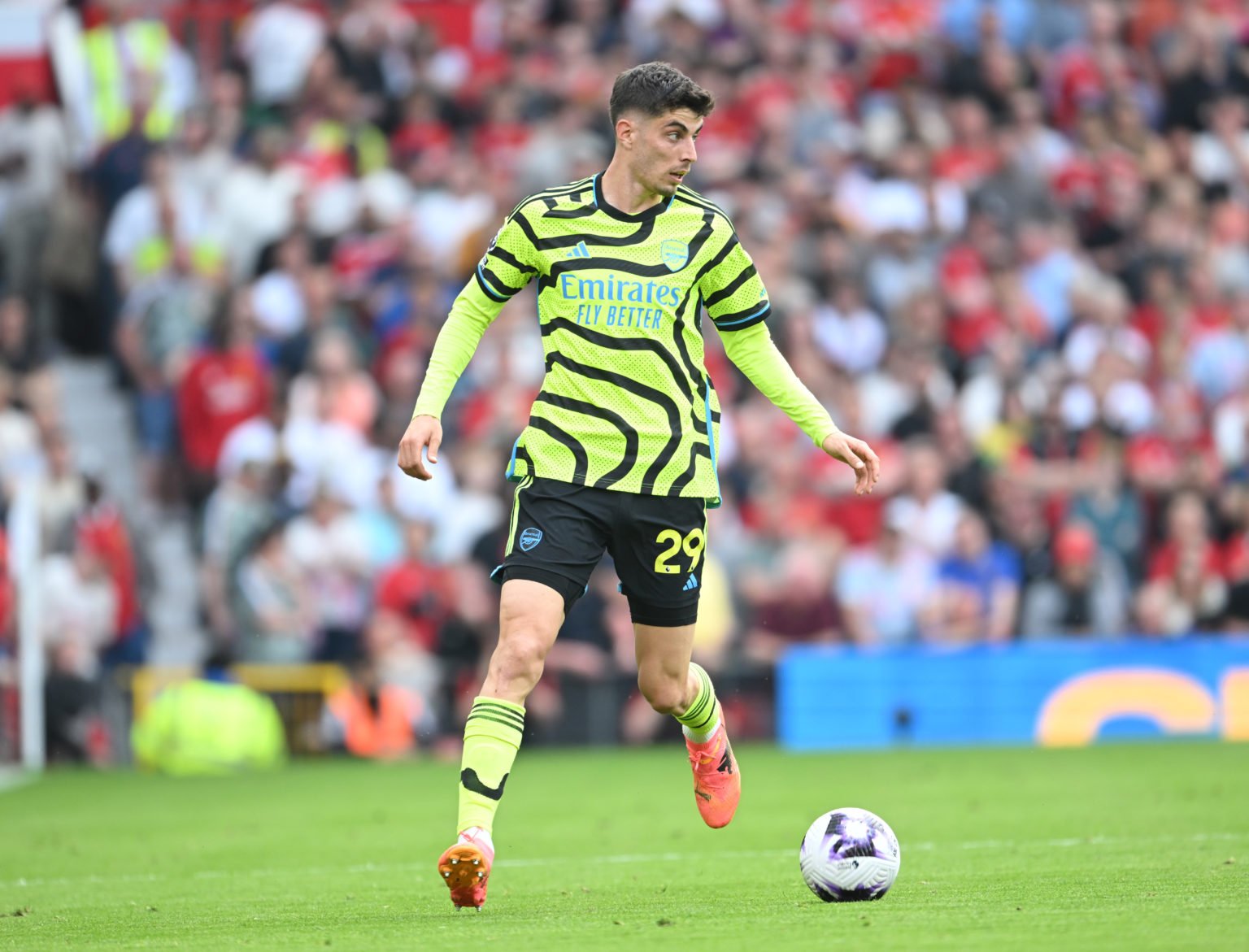 Kai Havertz of Arsenal during the Premier League match between Manchester United and Arsenal FC at Old Trafford on May 12, 2024 in Manchester, Engl...