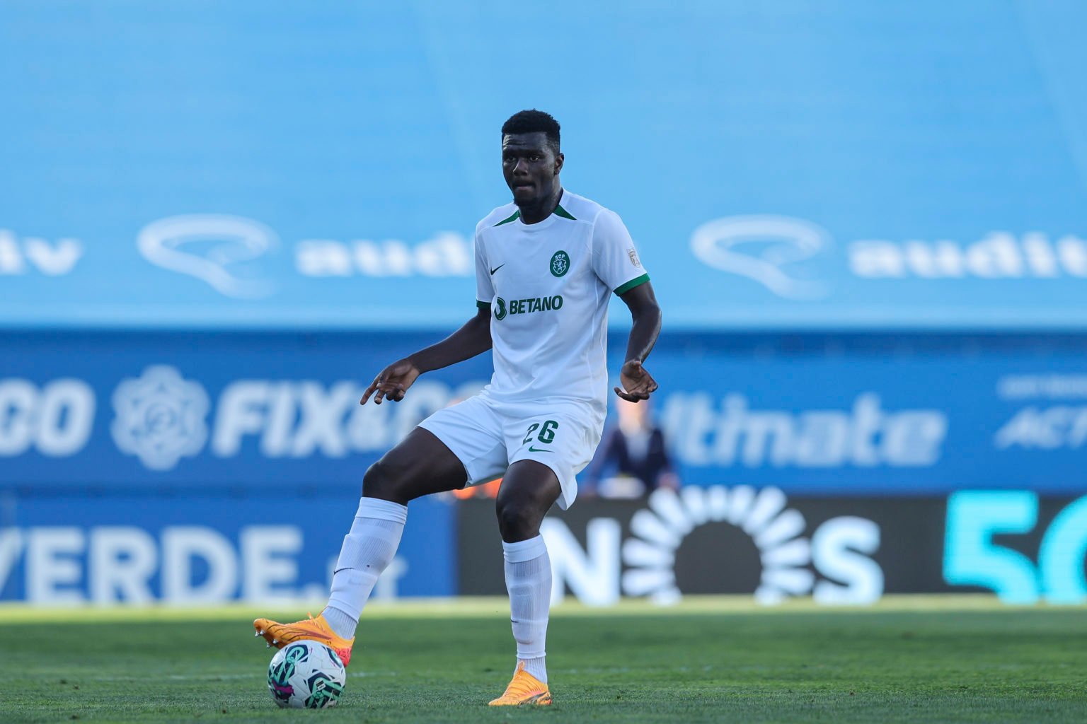 Ousmane Diomande of Sporting CP during the Liga Portugal Bwin match between GD Estoril and Sporting CP at Estadio Antonio Coimbra da Mota on May 12...