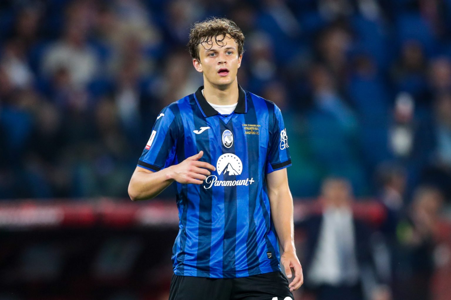 Giorgio Scalvini of Atalanta Bergamo seen during Coppa Italia 2023/24 final match between Atalanta Bergamo and Juventus F.C at Olympic Stadium in R...