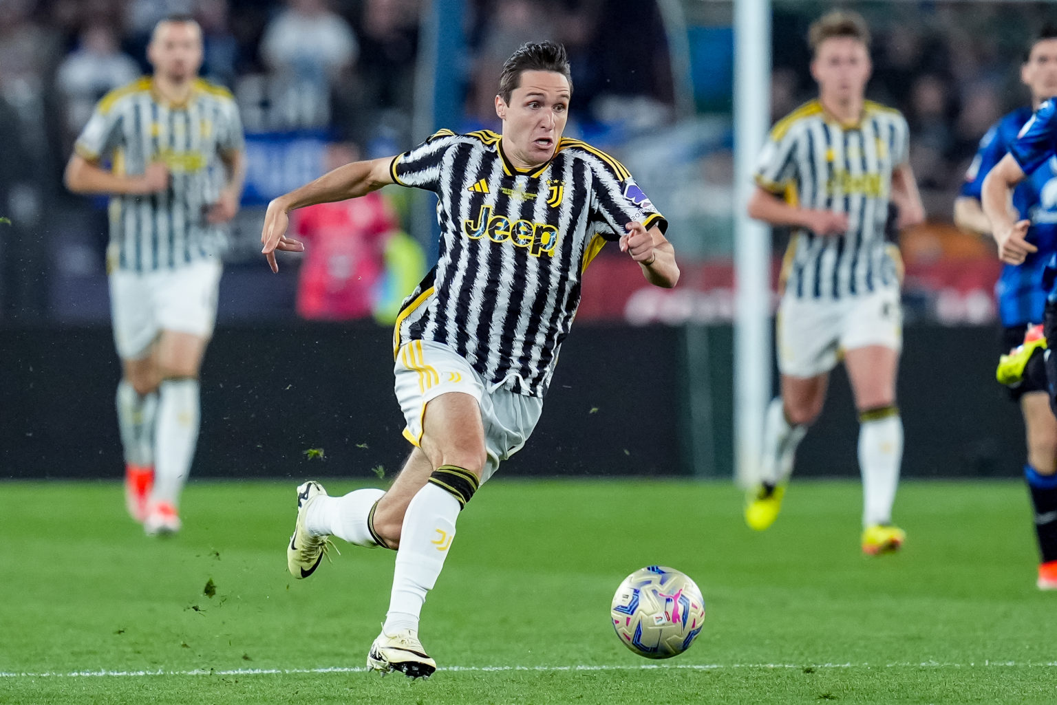 Federico Chiesa of Juventus FC during the Coppa Italia 2023/2024 Frecciarossa final match between Atalanta BC and Juventus FC at Stadio Olimpico on...