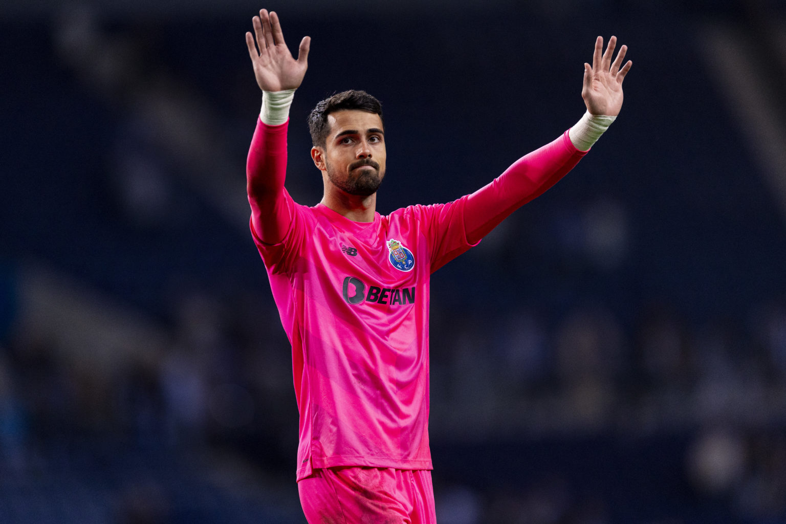 Diogo Costa of FC Porto gestures after the Liga Portugal Bwin match between FC Porto and Boavista at Estadio do Dragao on May 12, 2024 in Porto, Po...