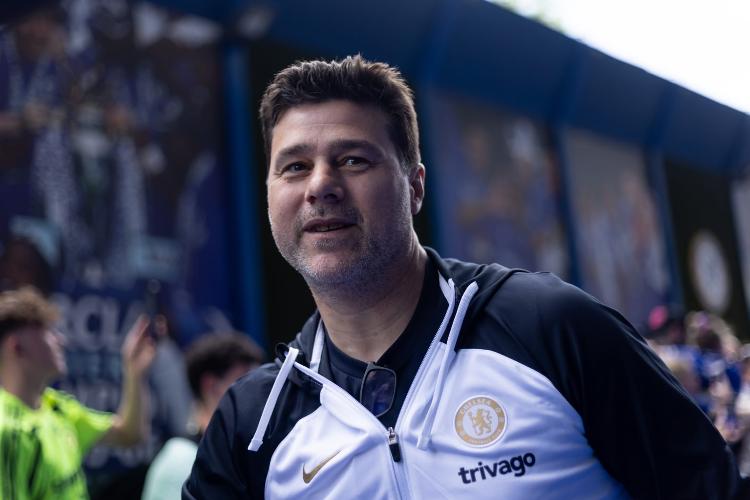 Chelsea manager Mauricio Pochettino arrives at Stamford Bridge stadium prior to the Premier League match between Chelsea FC and AFC Bournemouth at ...