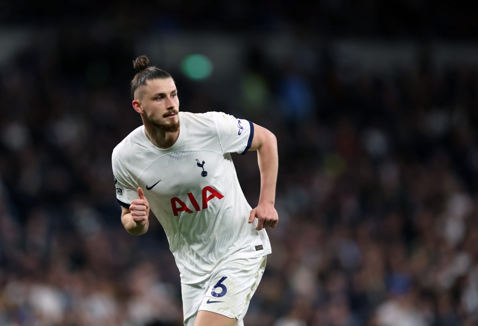 Radu Dragusin of Tottenham Hotspur  during the Premier League match between Tottenham Hotspur and Manchester City at Tottenham Hotspur Stadium on M...