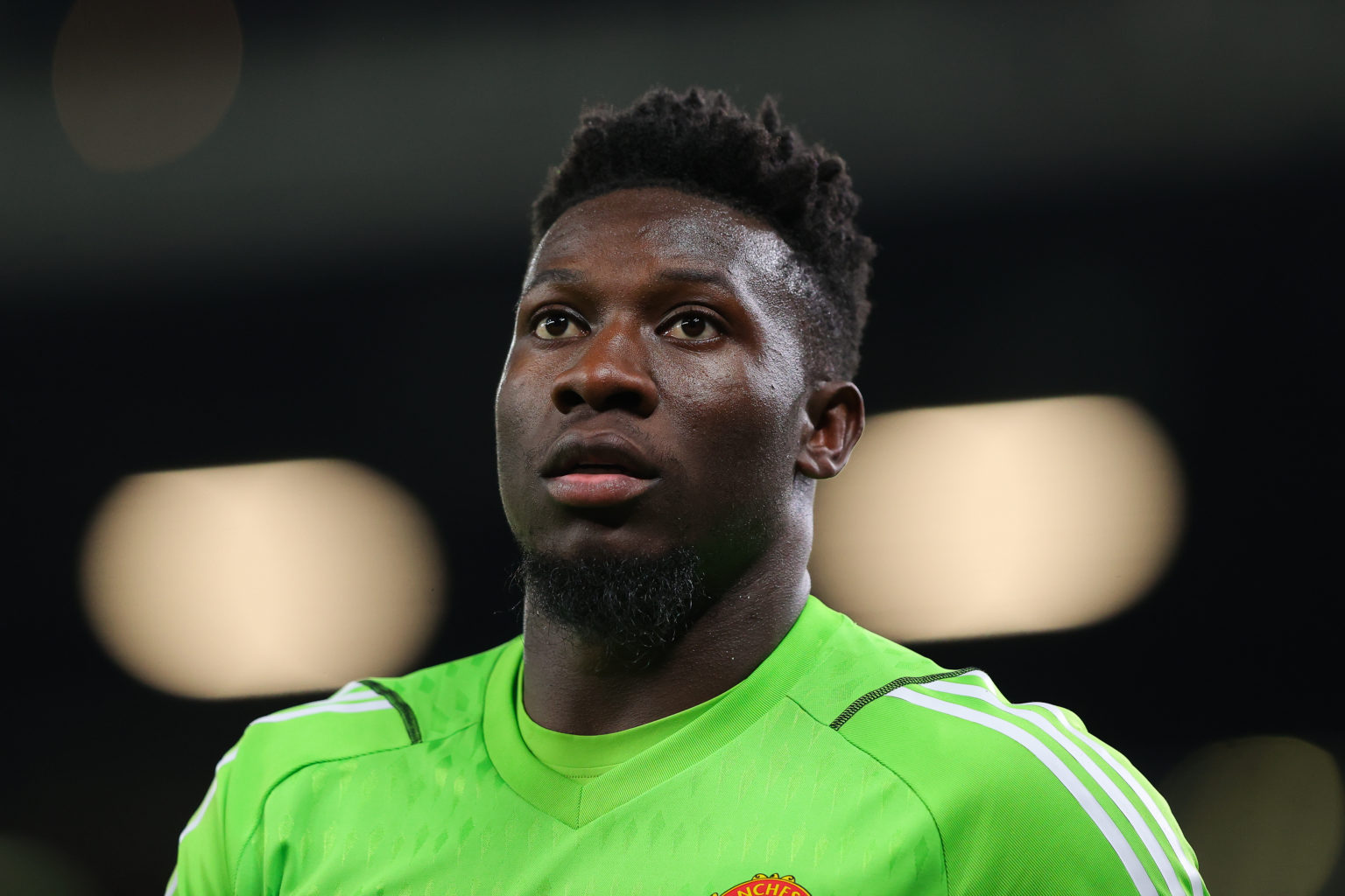 Andre Onana of Manchester United during the Premier League match between Manchester United and Newcastle United at Old Trafford on May 15, 2024 in ...