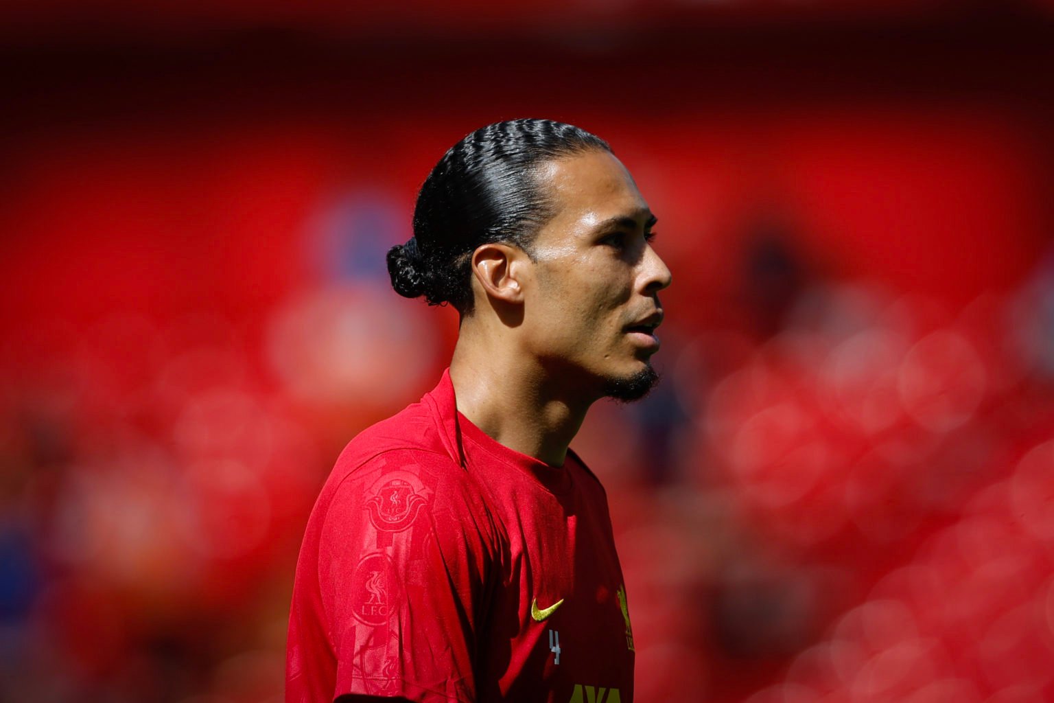 Virgil van Dijk of Liverpool before the Premier League match between Liverpool FC and Wolverhampton Wanderers at Anfield on May 19, 2024 in Liverpo...