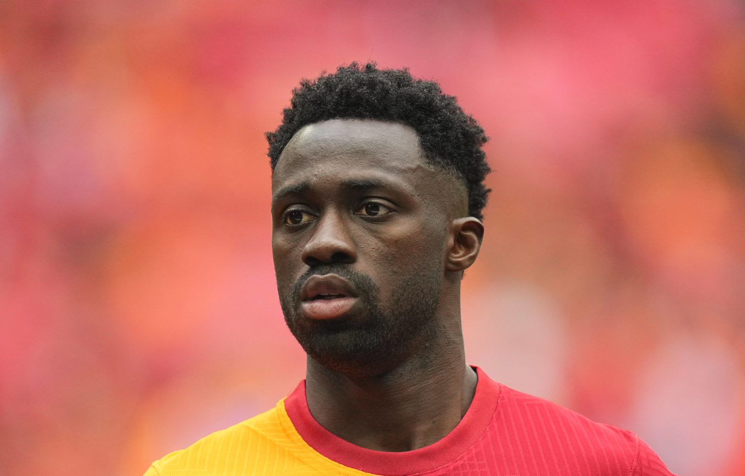 Davinson Sanchez of Galatasaray looks on during the Turkish Super League match between Galatasaray and Fenerbahce at Rams Park on May 19, 2024 in I...