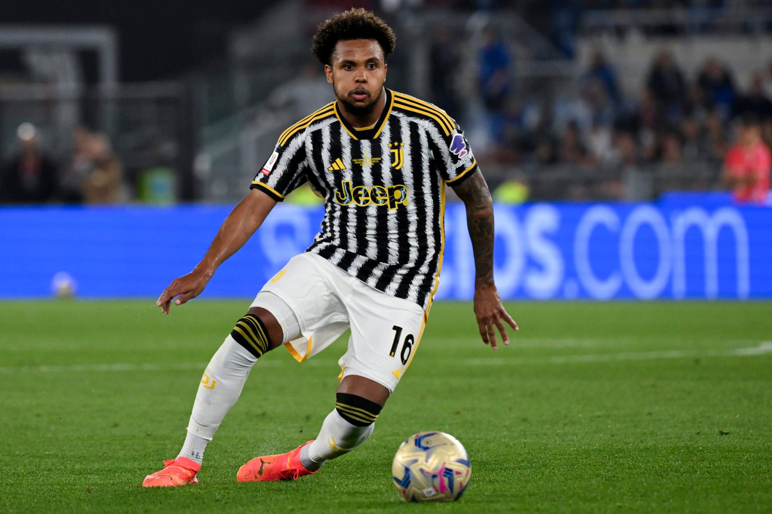 Weston McKennie of Juventus FC in action during the Italy cup final match between Atalanta BC and Juventus FC at Olimpico stadium. Rome (Italy), Ma...