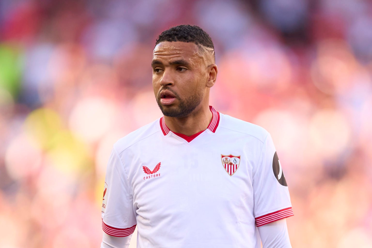 Yousseff En-Nesyri of Sevilla FC looks on during the LaLiga EA Sports match between Sevilla FC and Cadiz CF at Estadio Ramon Sanchez Pizjuan on May...