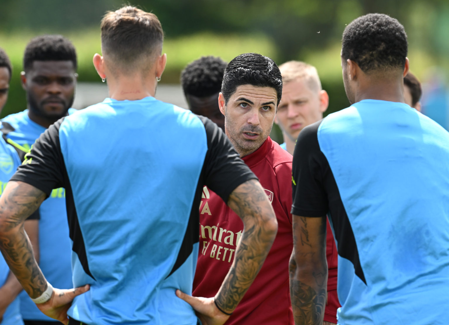 Arsenal manager Mikel Arteta during a training session at London Colney on May 17, 2024 in St Albans, England.