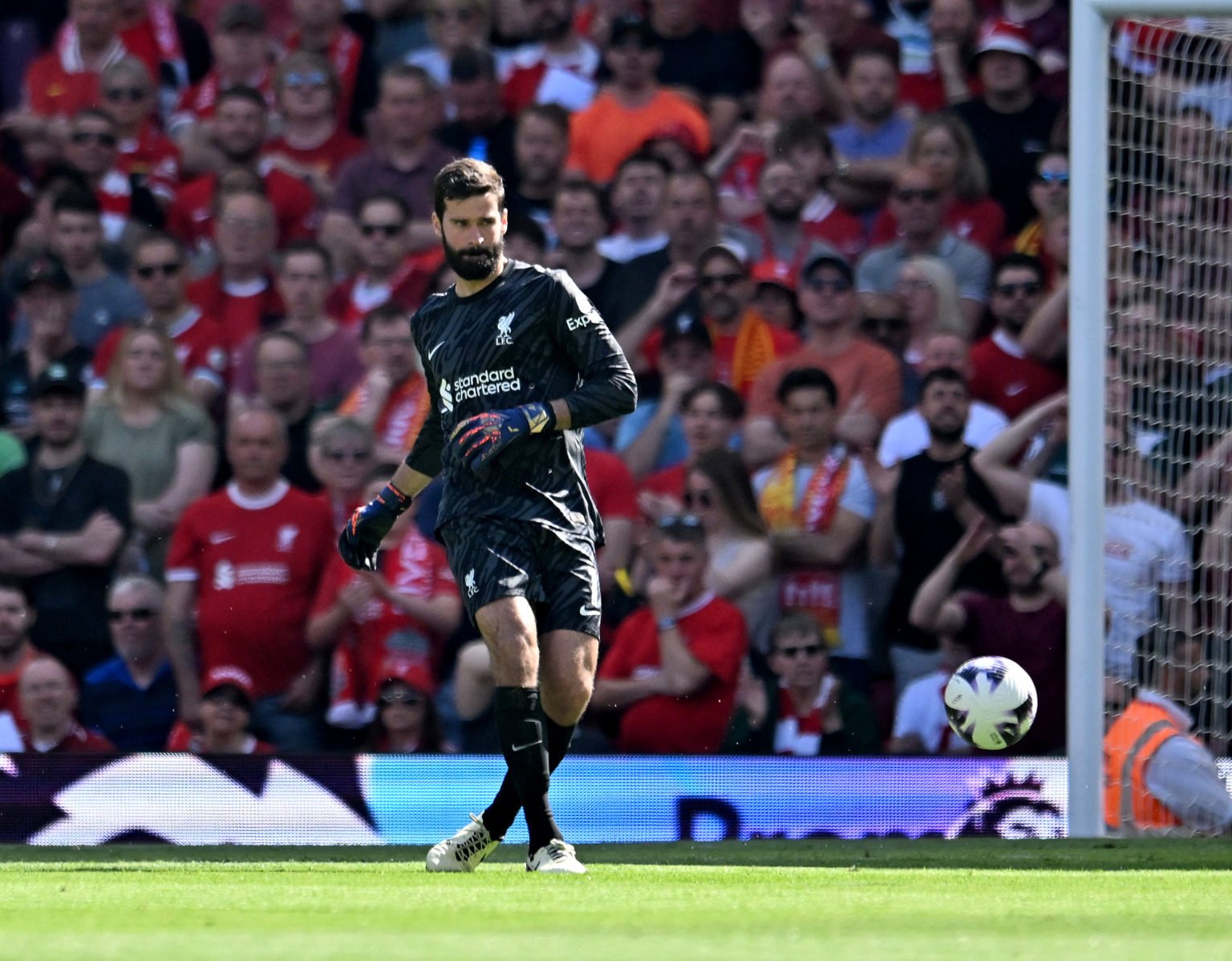 (THE SUN OUT, THE SUN ON SUNDAY OUT) Alisson Becker of Liverpool during the Premier League match between Liverpool FC and Wolverhampton Wanderers a...