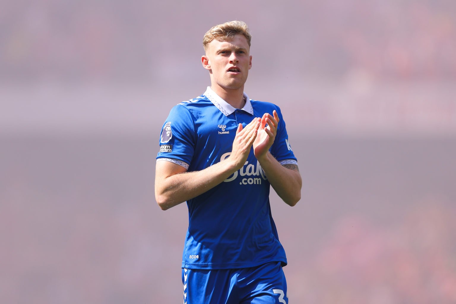 Jarrad Branthwaite of Everton 
during the Premier League match between Arsenal FC and Everton FC at Emirates Stadium on May 19, 2024 in London, Eng...