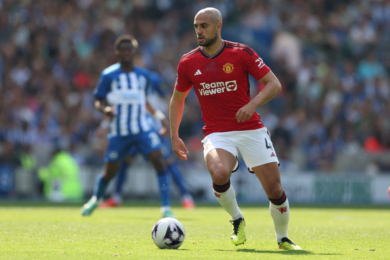 Sofyan Amrabat of Manchester United during the Premier League match between Brighton & Hove Albion and Manchester United at American Express Co...