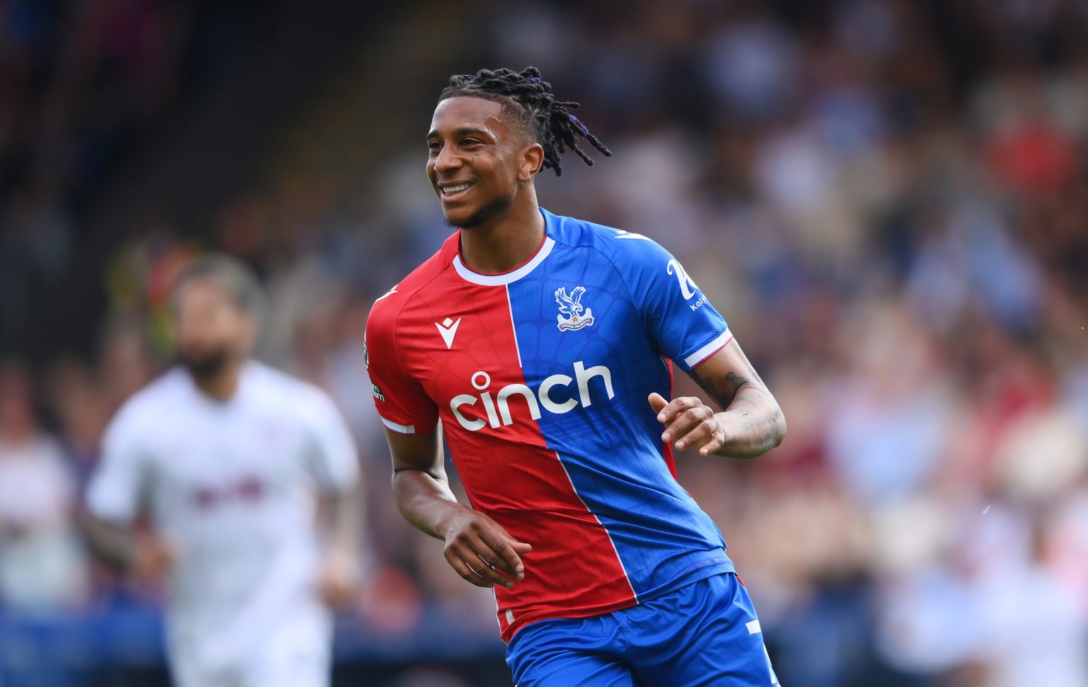 Michael Olise of Crystal Palace reacts during the Premier League match between Crystal Palace and Aston Villa at Selhurst Park on May 19, 2024 in L...