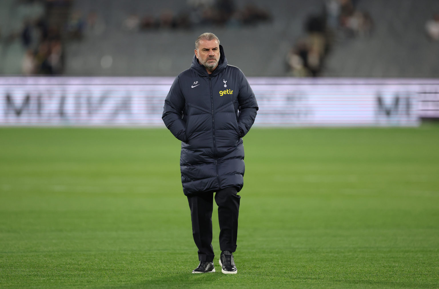 Ange Postecoglou, coach of Tottenham Hotspur is seen prior to the exhibition match between Tottenham Hotspur FC and Newcastle United FC at Melbourn...