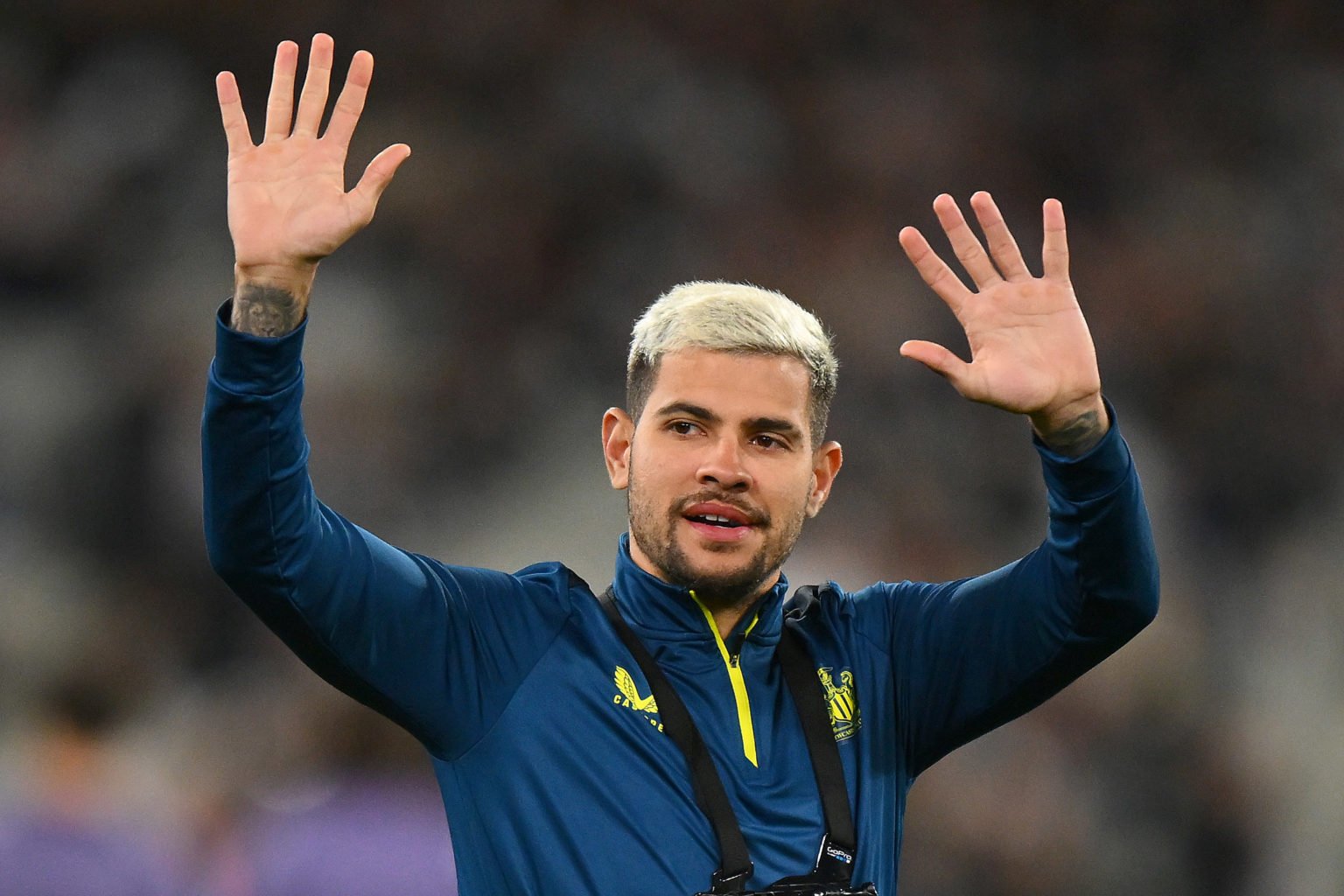 Bruno Guimarães of Newcastle United FC warms up ahead of the exhibition match between Tottenham Hotspur FC and Newcastle United FC at Melbourne Cri...