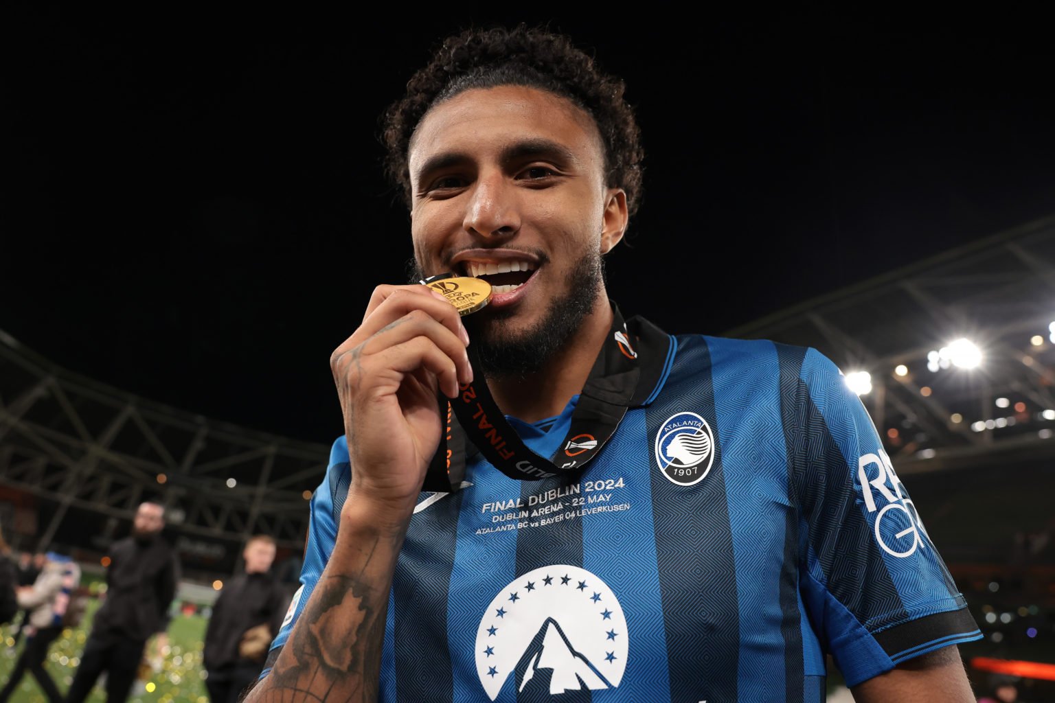 Ederson of Atalanta celebrates with his Winners' medal following the 3-0 victory in the UEFA Europa League 2023/24 final match between Atalanta BC ...