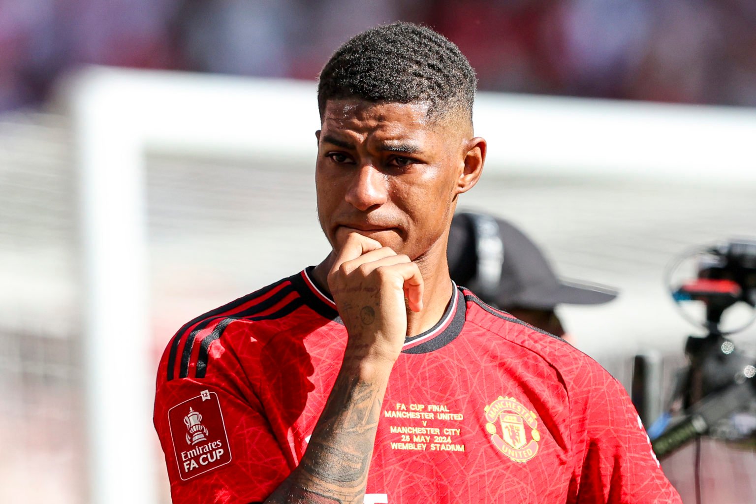 Marcus Rashford of Manchester United at the end of his sides 2-1 win during the Emirates FA Cup Final match between Manchester City and Manchester ...