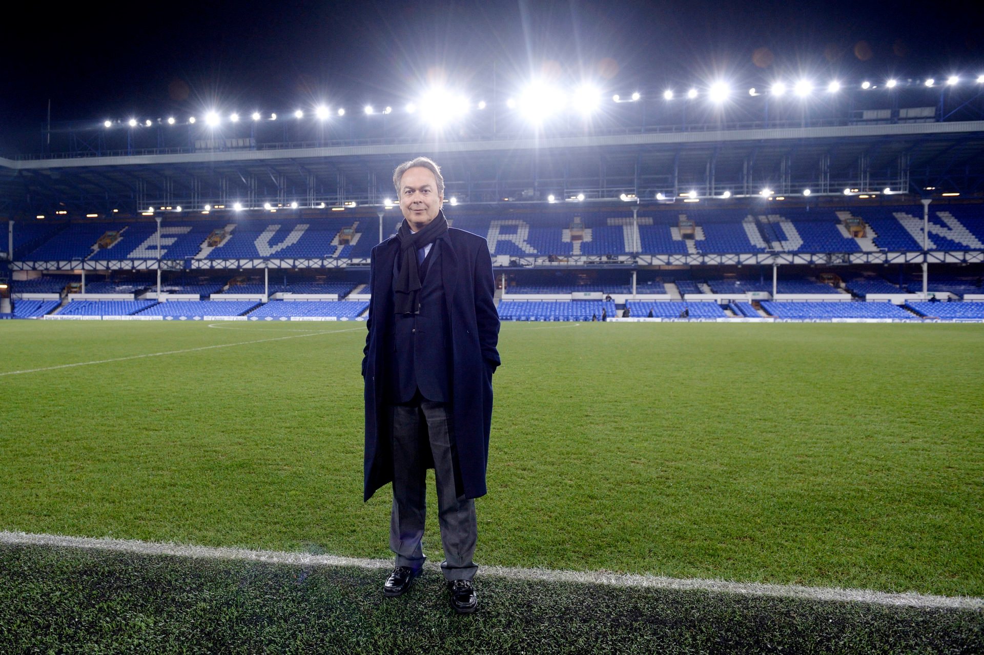 (EXCLUSIVE COVERAGE) Everton's new major share holder Farhad Moshiri poses for a photo after The Emirates FA Cup Sixth Round match between Everton ...