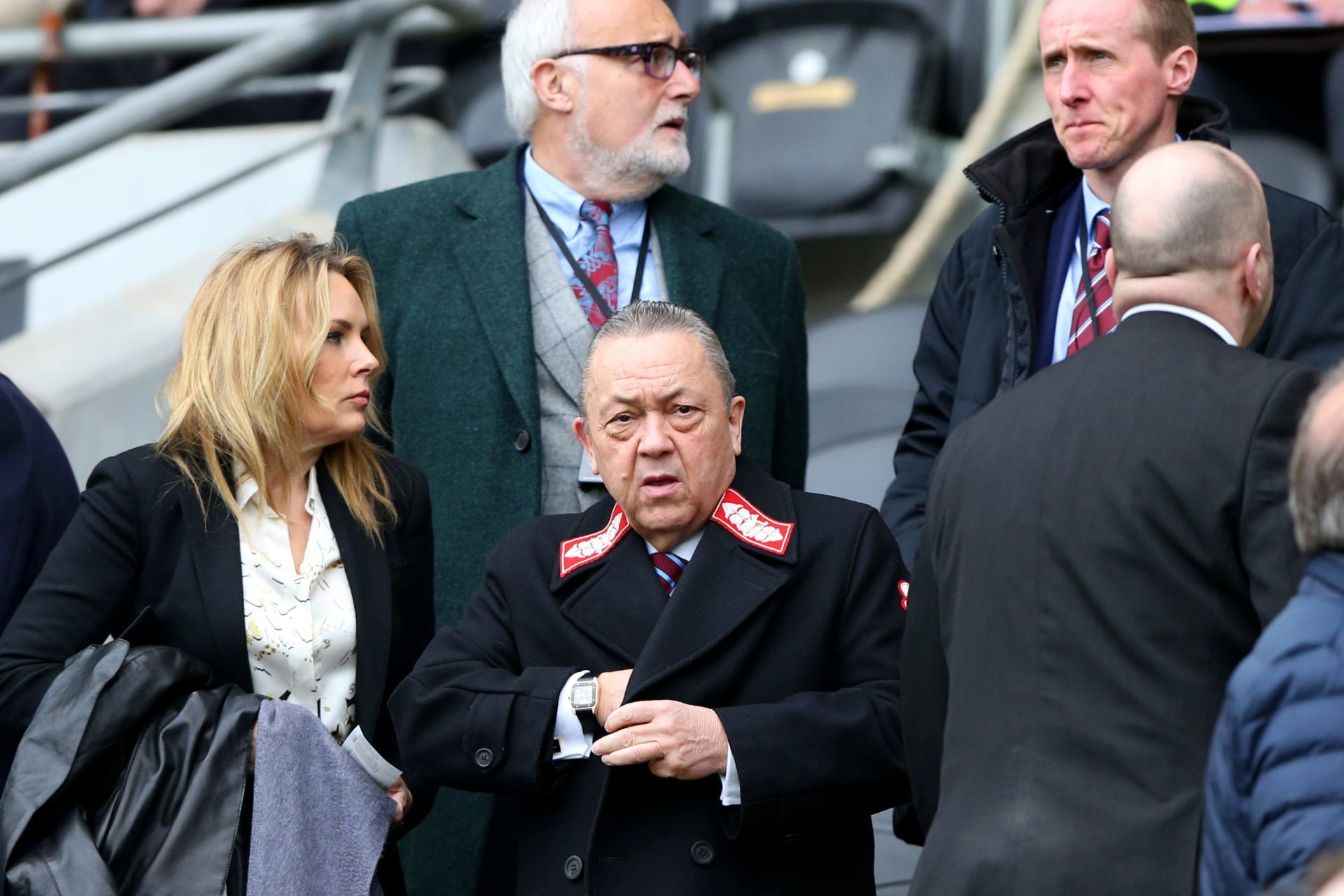 David Sullivan, owner of West Ham looks on from the stands during the Premier League match between Hull City and West Ham United at KCOM Stadium on...