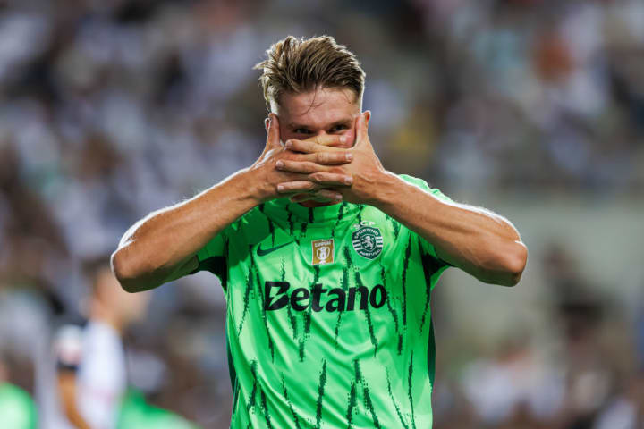 Viktor Gyokeres (Sporting CP) celebrates after scoring goal...