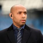 Thierry Henry, former Arsenal, FC Barcelona and France player looks on prior to the UEFA Champions League semi-final second leg match between Manch...