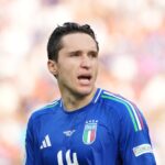 Federico Chiesa of Italy looks on during the UEFA EURO 2024 round of 16 match between Switzerland and Italy at Olympiastadion on June 29, 2024 in B...