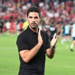 Arsenal manager Mikel Arteta applauds the fans after a pre season friendly between Arsenal and Liverpool at Lincoln Financial Field on July 31, 202...