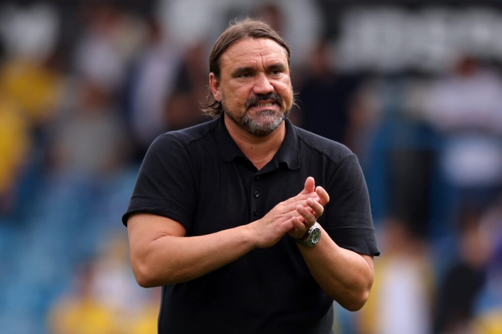 Leeds United Manager Daniel Farke looks on during the Sky Bet Championship match between Leeds United FC and Portsmouth FC at Elland Road on August...