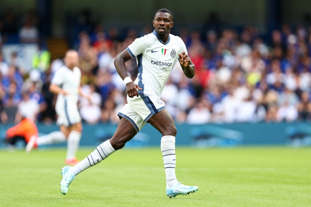 Marcus Thuram of Interduring the Pre-Season Friendly match between Chelsea and FC Internazionale at Stamford Bridge on August 11, 2024 in London, E...