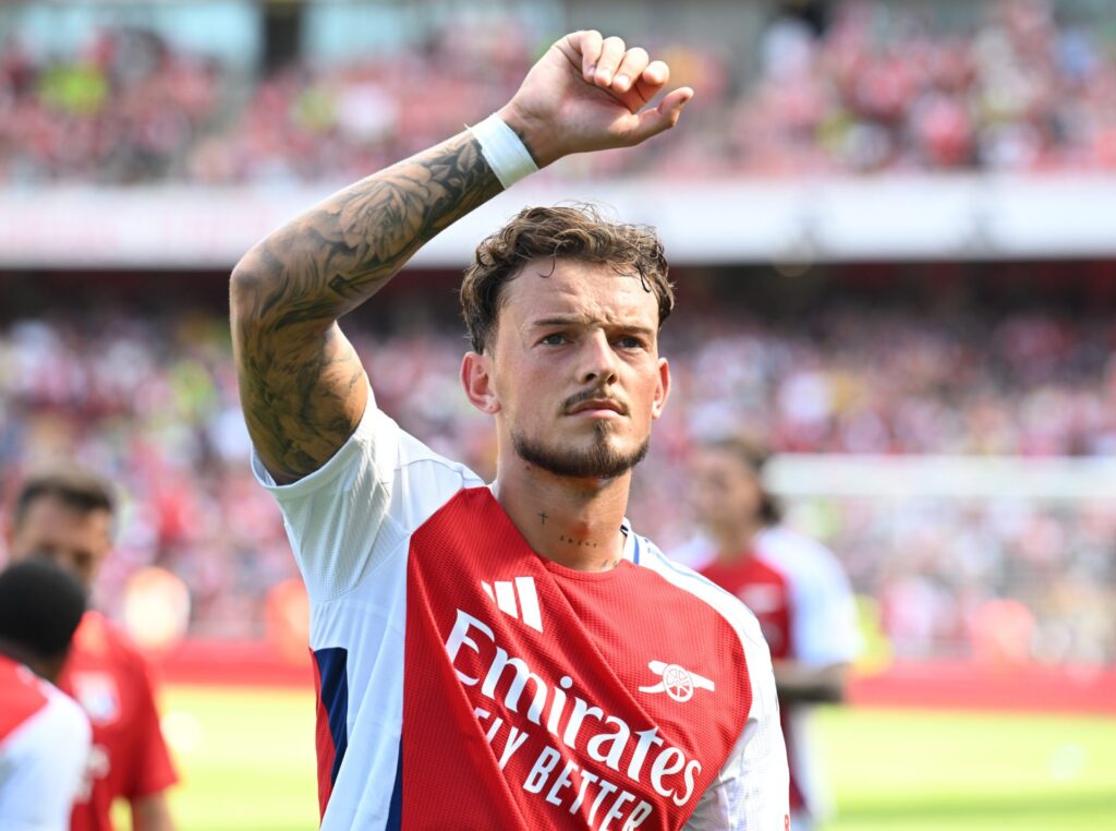 Ben White of Arsenal after the Emirates Cup match between Arsenal and Olympique Lyonnais at Emirates Stadium on August 11, 2024 in London, England.